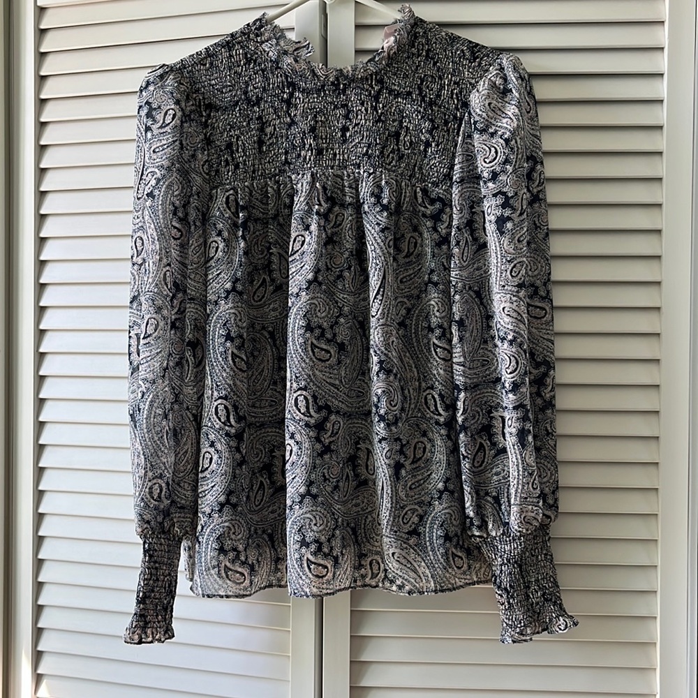 Cinq a Sept Stephanie top lined, size XS navy / multi color